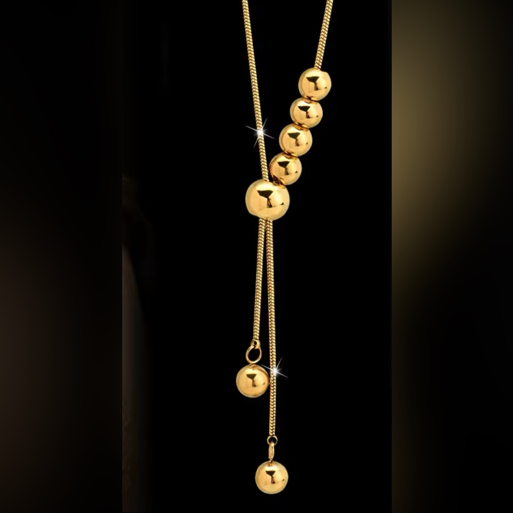 Metal Ball Pendant Necklace Stainless Steel Long Chain Necklace Women Jewelry